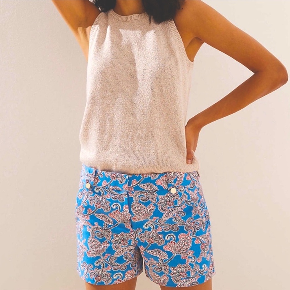 🛍️ LOFT Riviera Paisley Blue Red Black & White Shorts - Size 10